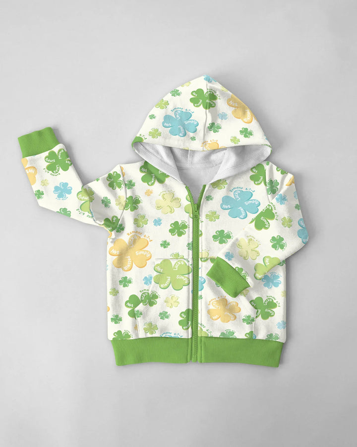 Shamrocks Print St. Patrick's Day Bamboo Zip Hoodie