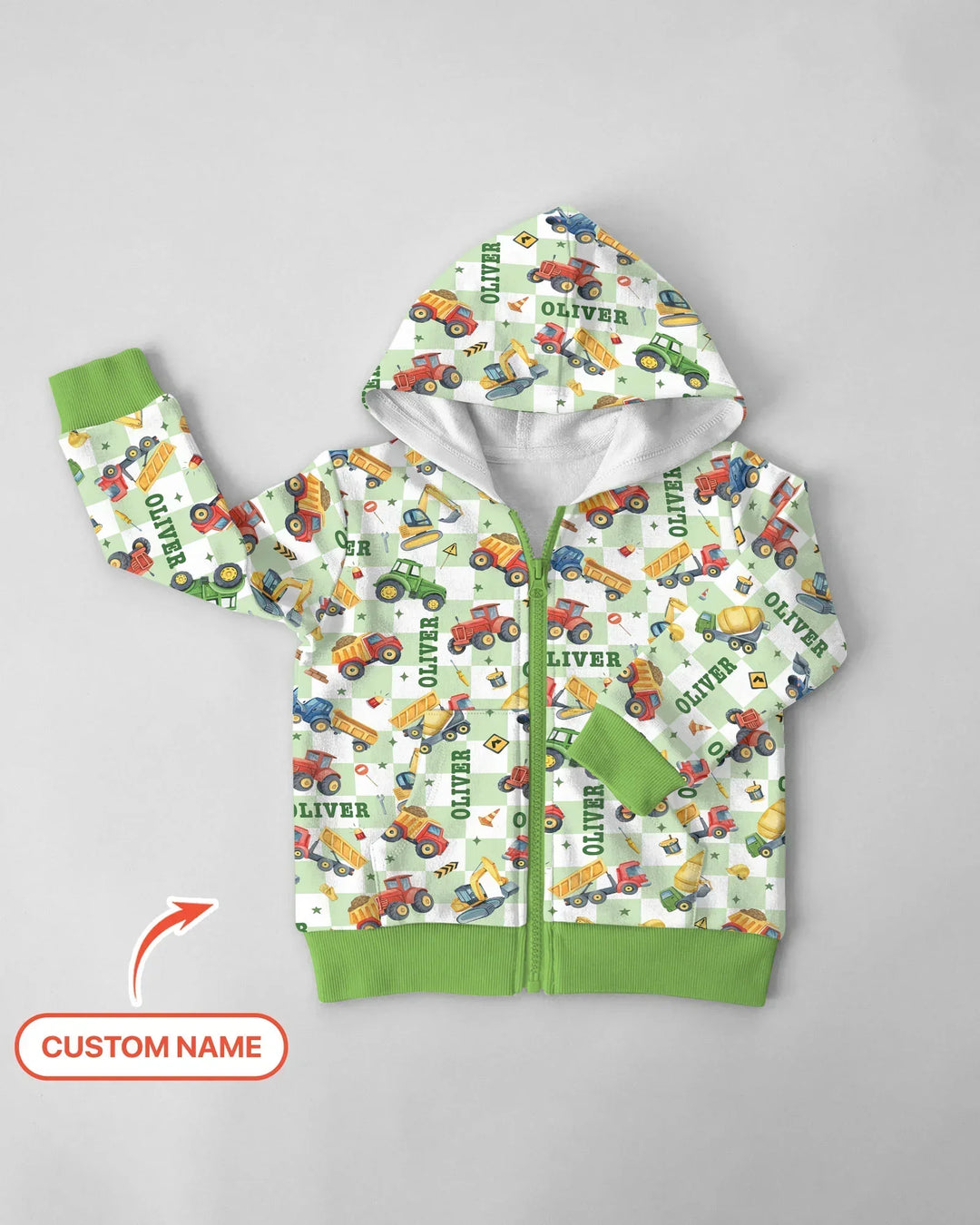 Under Construction Custom Name Bamboo Zip Hoodie