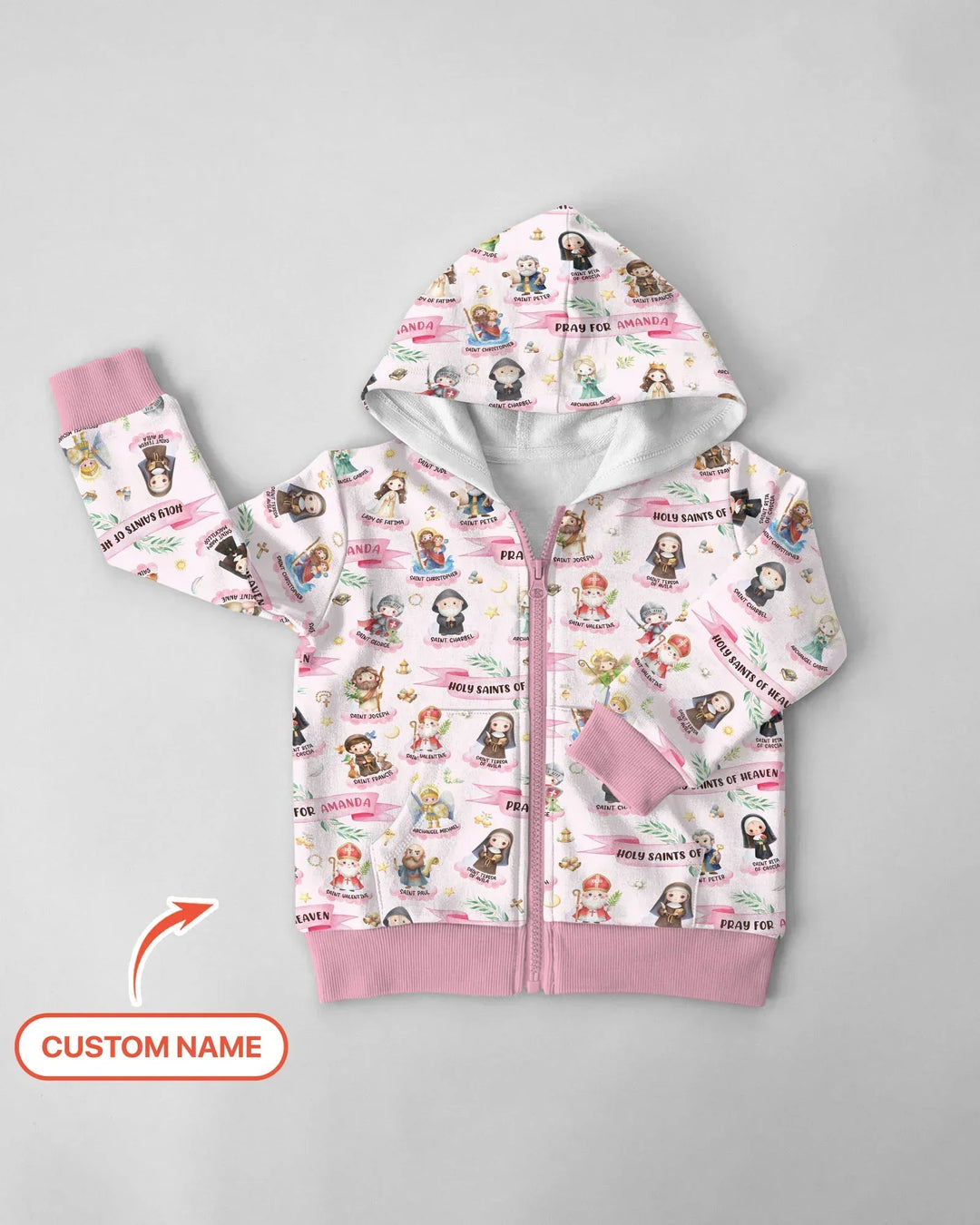 Holy Saints of Heaven Custom Name Bamboo Zip Hoodie