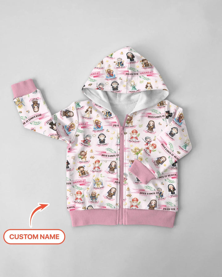 Holy Saints of Heaven Custom Name Bamboo Zip Hoodie