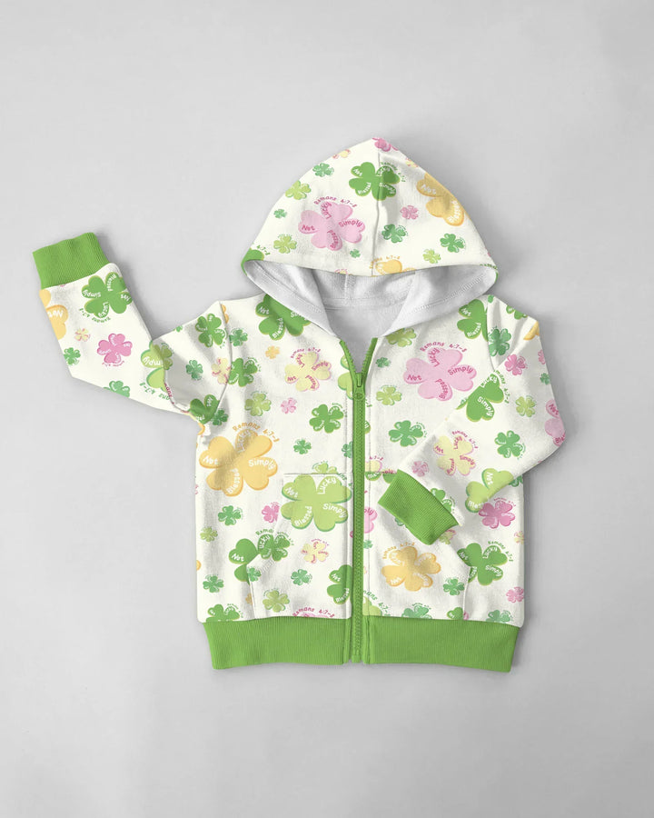 Shamrocks Print St. Patrick's Day Bamboo Zip Hoodie