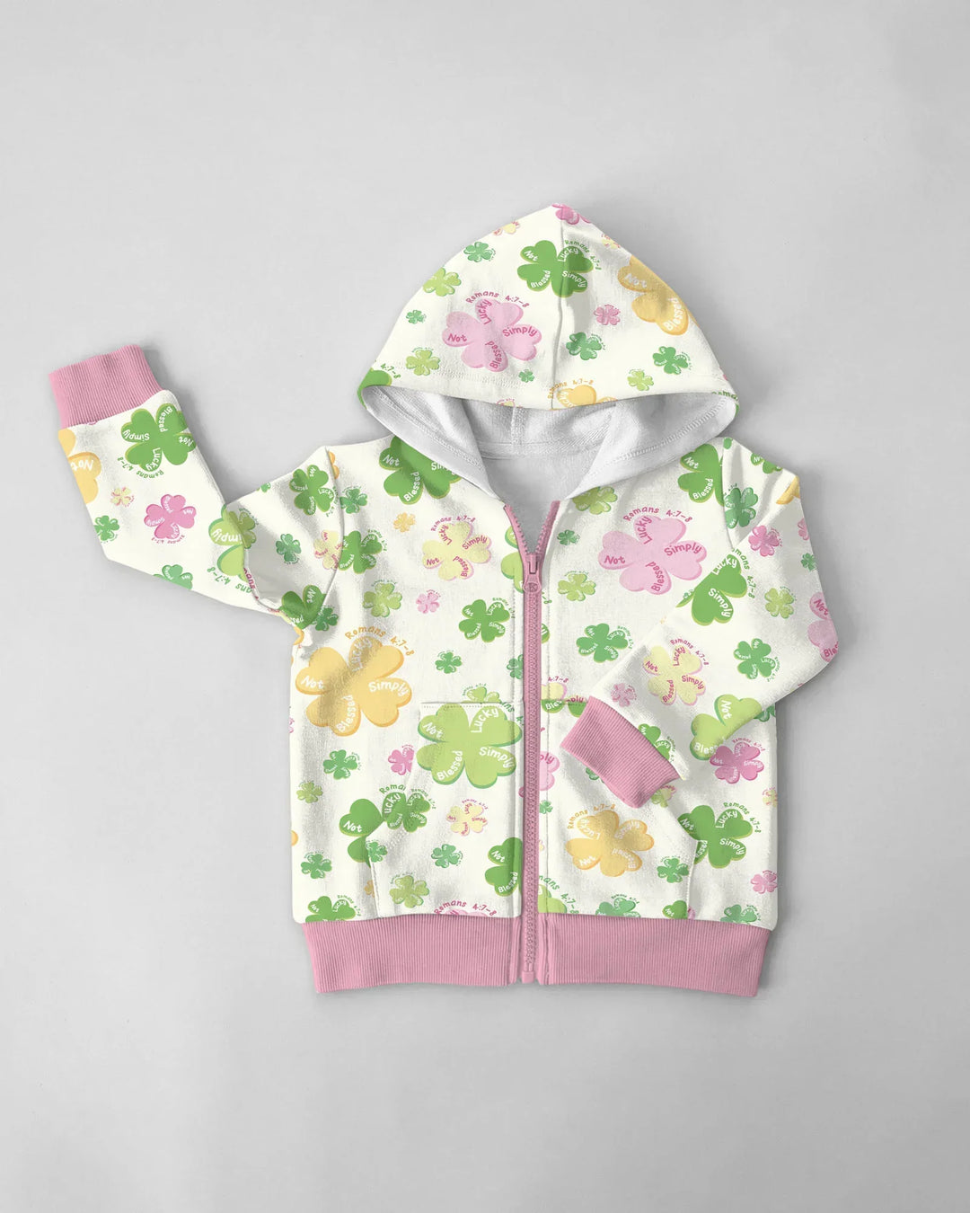 Shamrocks Print St. Patrick's Day Bamboo Zip Hoodie