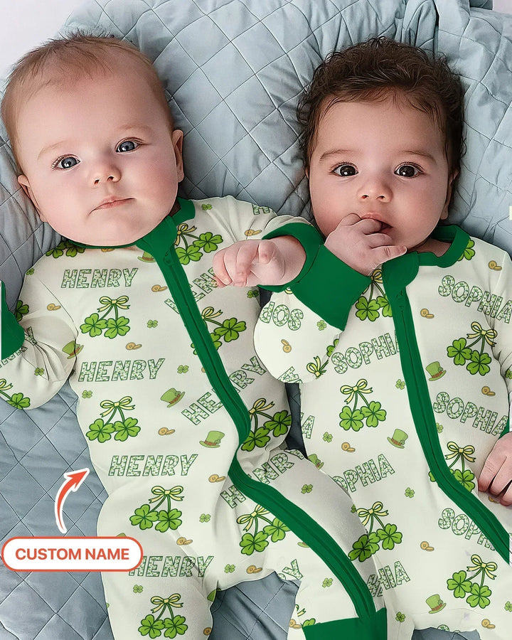 Custom Name Lucky Little Shamrock Bamboo Convertible Zippy