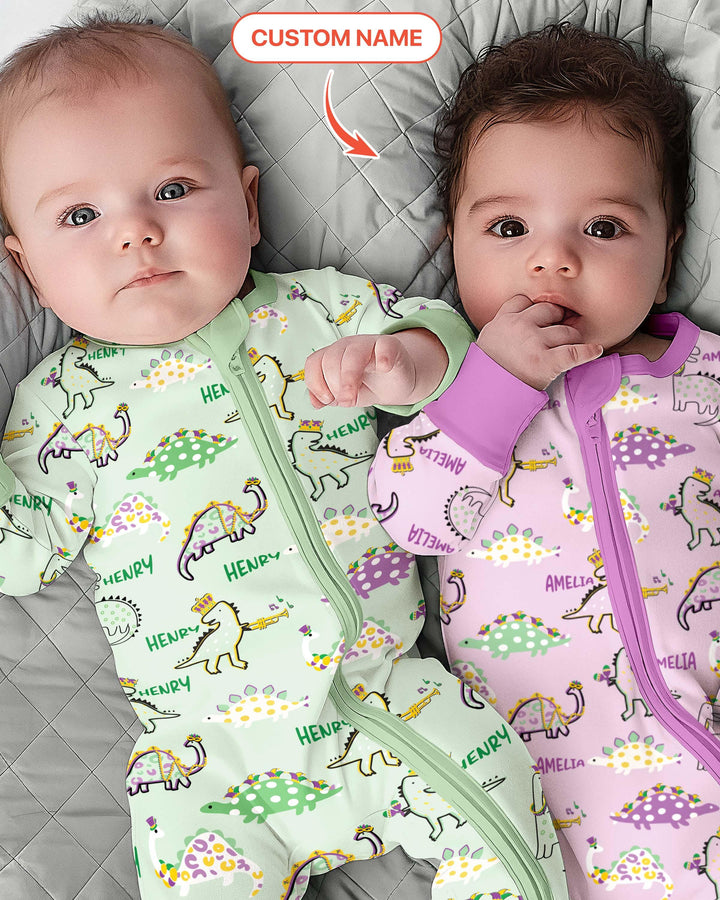 Custom Name Mardi Gras Saurus Bamboo Convertible Zippy