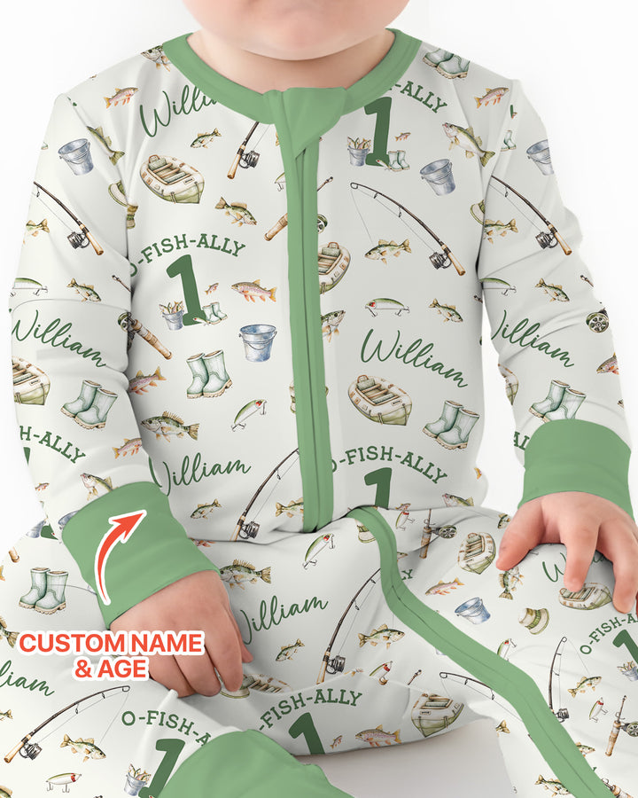 Personalized Fishing Birthday  Bamboo Convertible Zippy