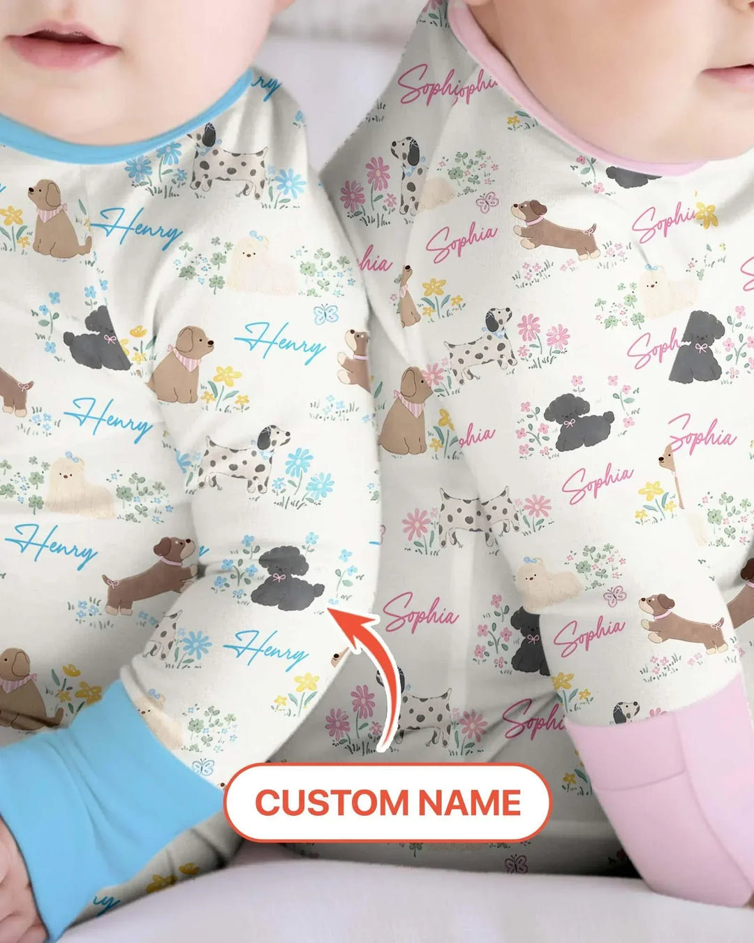 Custom Name Flower Dogs Bamboo Convertible Zippy