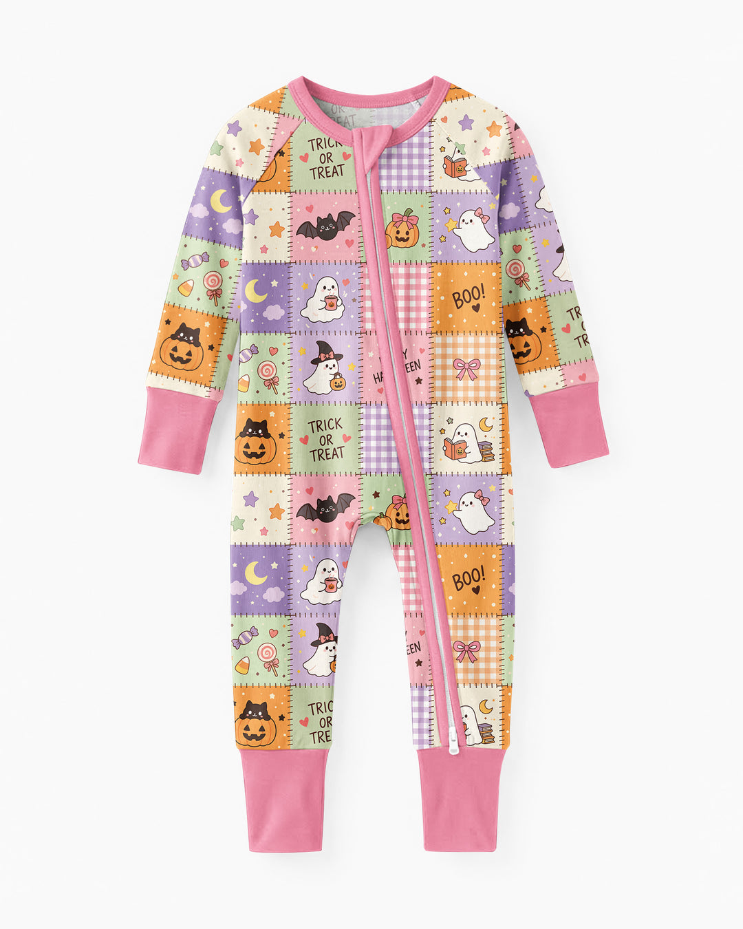 Cute Halloween Trick Or Treat Patchwork Bamboo Convertible Zippy