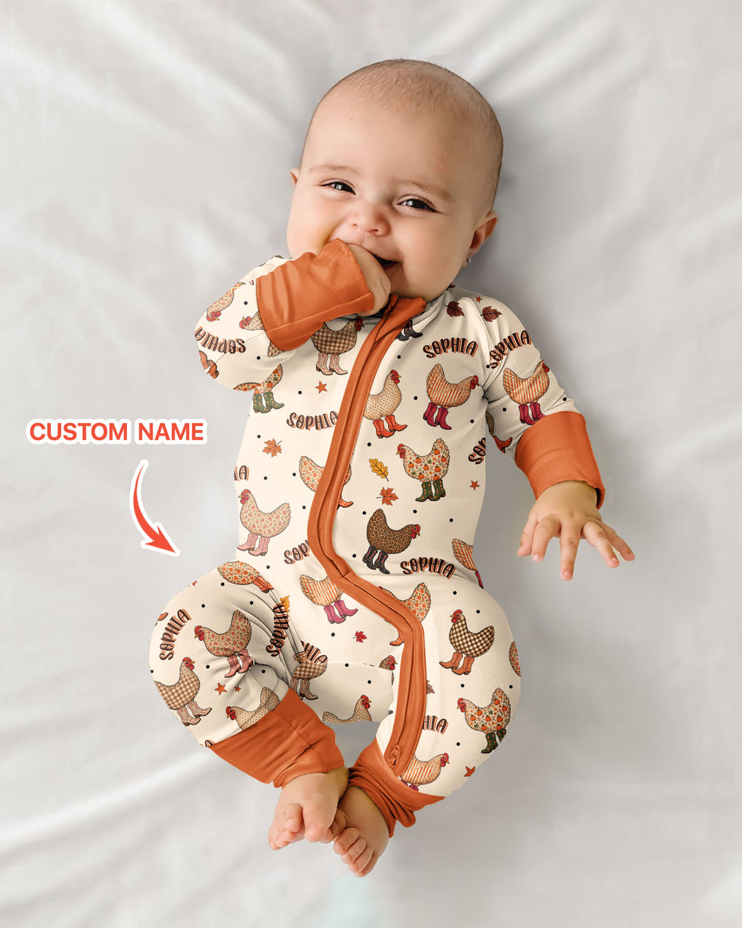 Custom Name Preppy Fall Chicken Bamboo Convertible Zippy