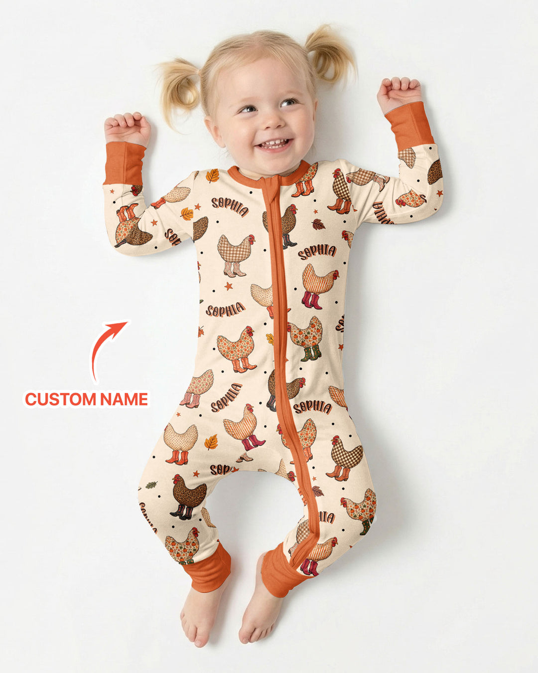 Custom Name Preppy Fall Chicken Bamboo Convertible Zippy