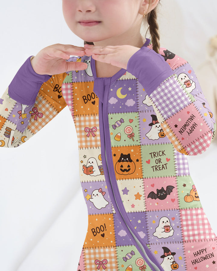 Cute Halloween Trick Or Treat Patchwork Bamboo Convertible Zippy