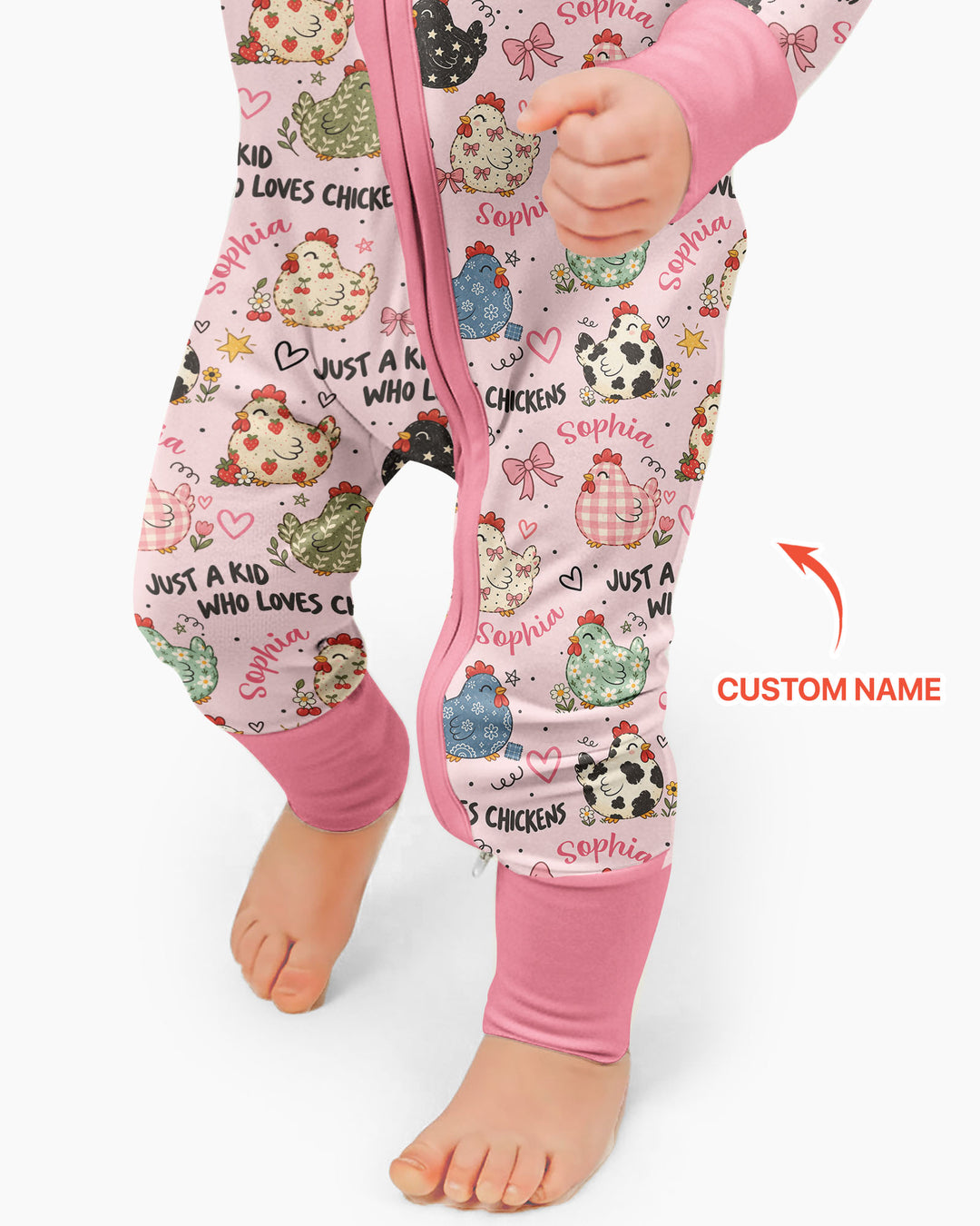 Custom Name Just A Kid Who Loves Chickens Bamboo Convertible Zippy