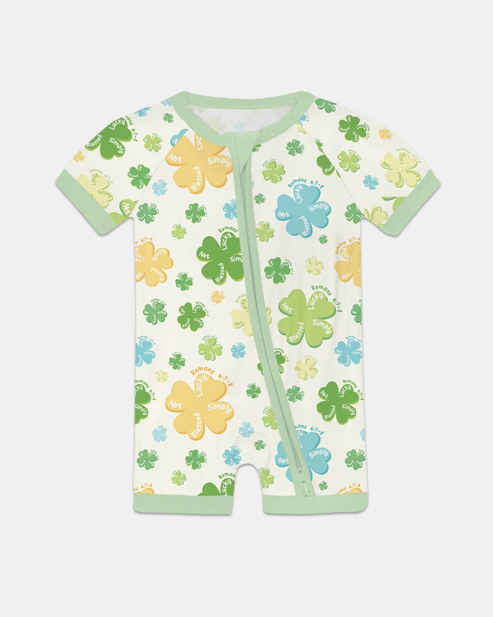 Shamrocks Print St. Patrick's Day Bamboo Shorty Zippy