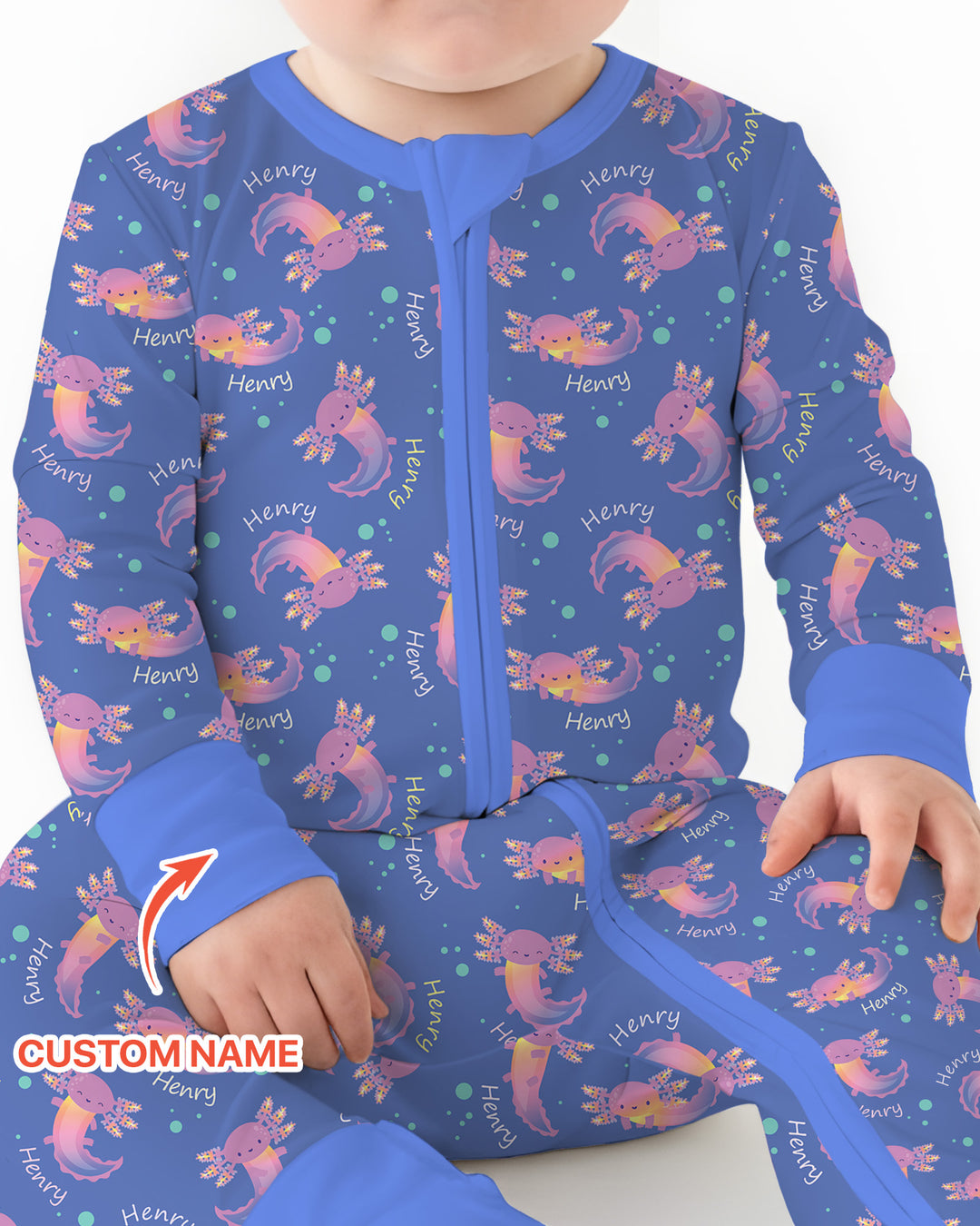 Axolotl Glow Custom Name Bamboo Convertible Zippy