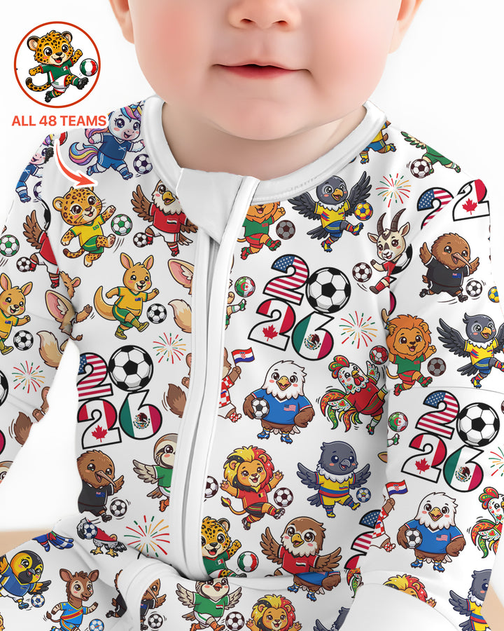 Kawaii Animals Soccer Tour 2026 Family Matching Bamboo Convertible Zippy