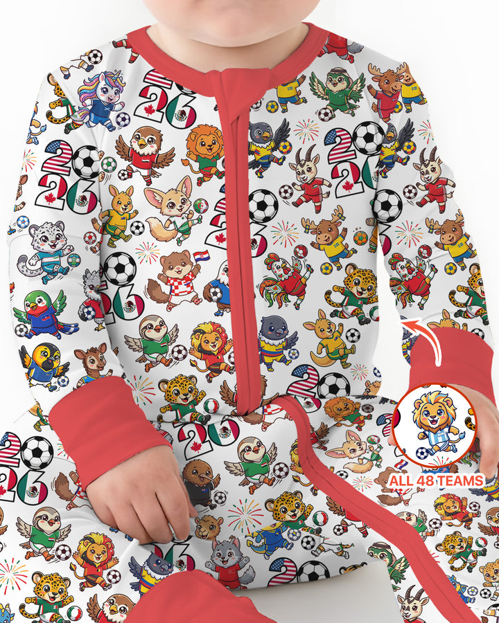 Kawaii Animals Soccer Tour 2026 Family Matching Bamboo Convertible Zippy