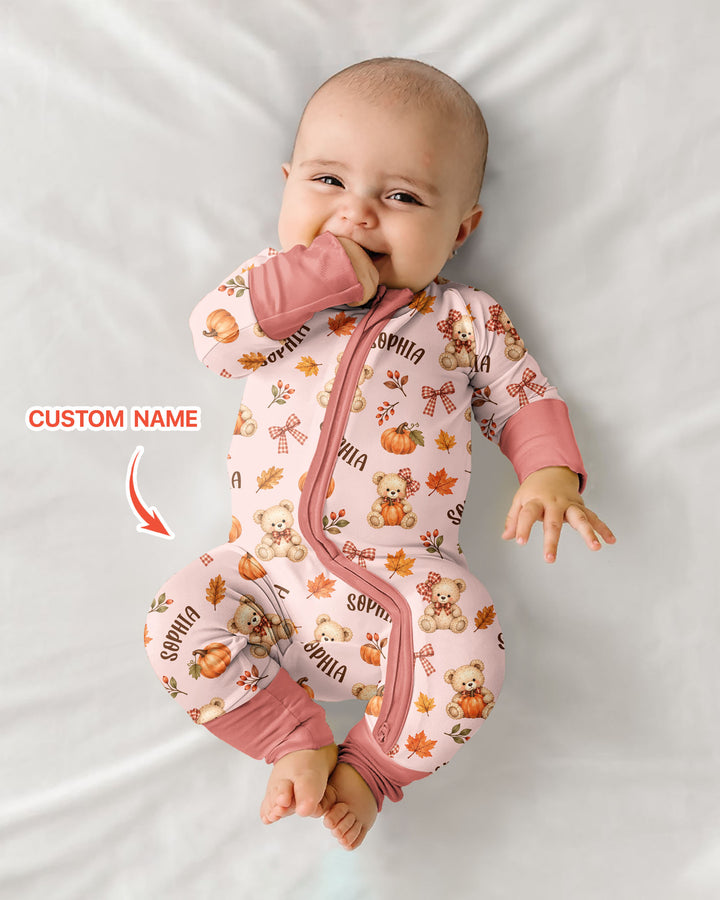 Fall Gingham Bow Teddy Bear Bamboo Convertible Zippy