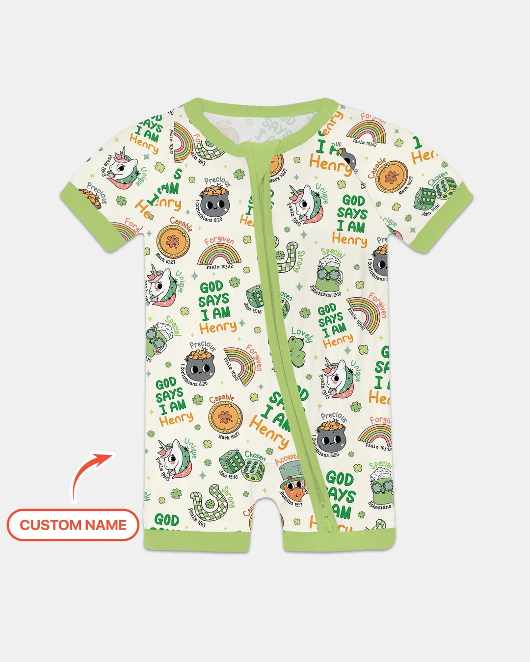 Personalized God Says I Am St. Patrick's Day Family Matching Bamboo Shorty Zippy