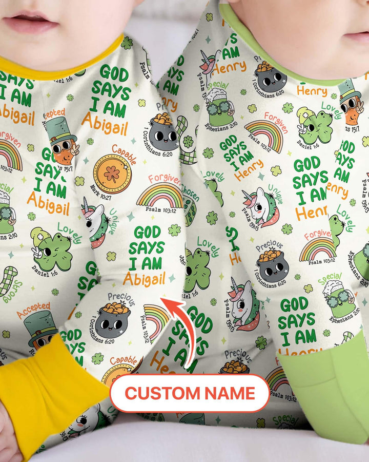 Personalized God Says I Am St. Patrick's Day Family Matching Bamboo Convertible Zippy