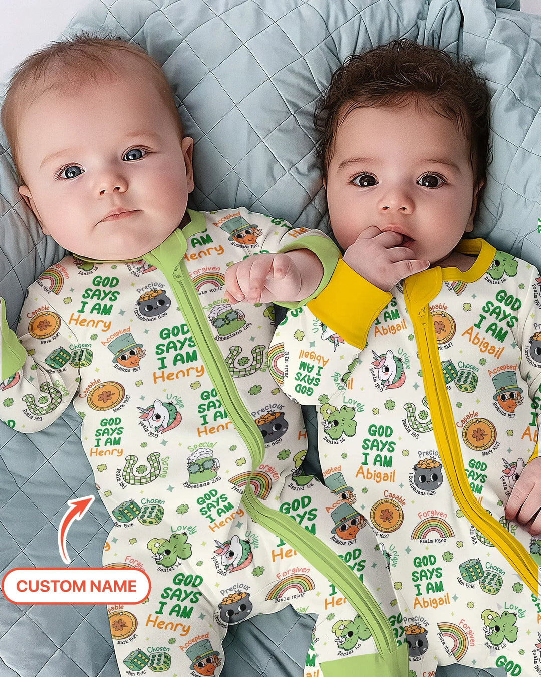 Personalized God Says I Am St. Patrick's Day Family Matching Bamboo Convertible Zippy