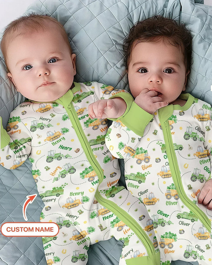 Construction St. Patrick's Day Custom Name Bamboo Convertible Zippy