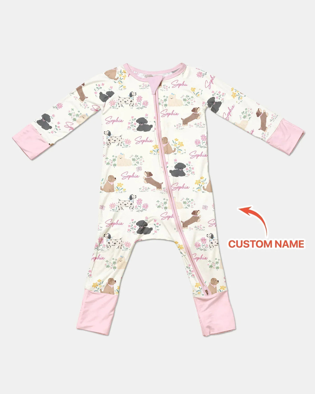 Custom Name Flower Dogs Bamboo Convertible Zippy