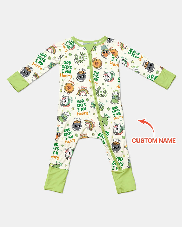 Personalized God Says I Am St. Patrick's Day Family Matching Bamboo Convertible Zippy