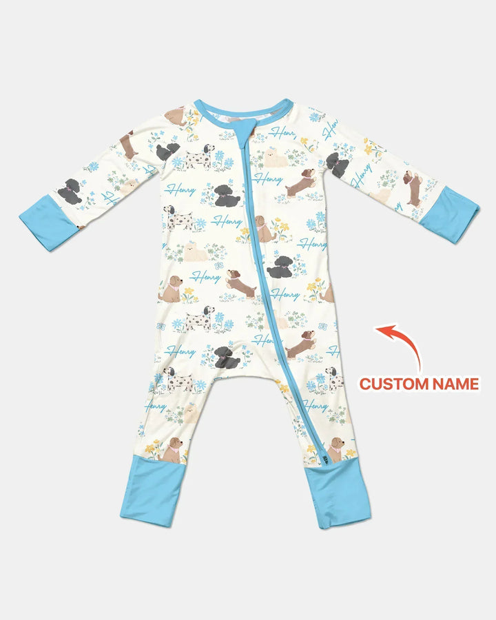 Custom Name Flower Dogs Bamboo Convertible Zippy