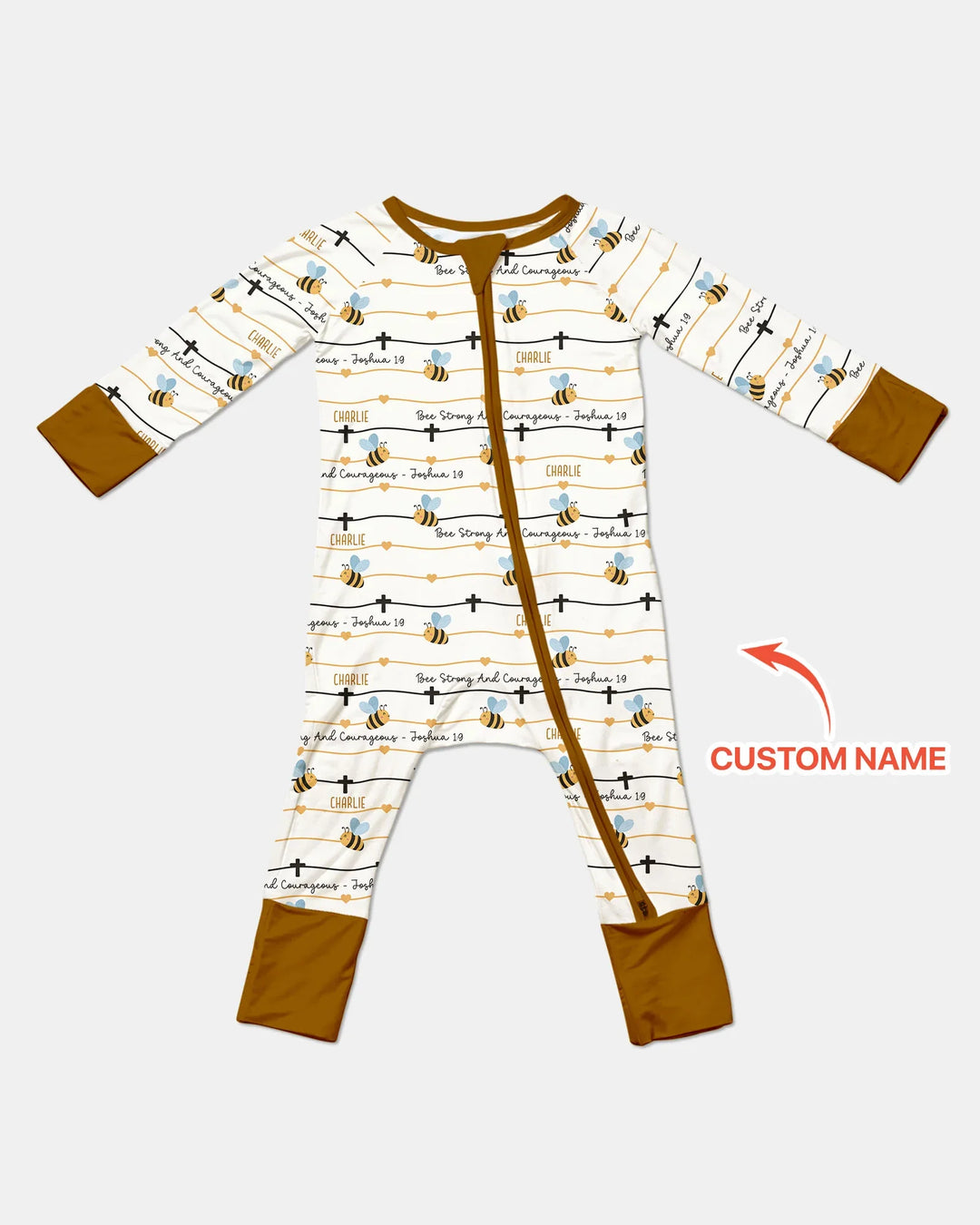 Bee Strong And Courageous Custom Name Bamboo Convertible Zippy