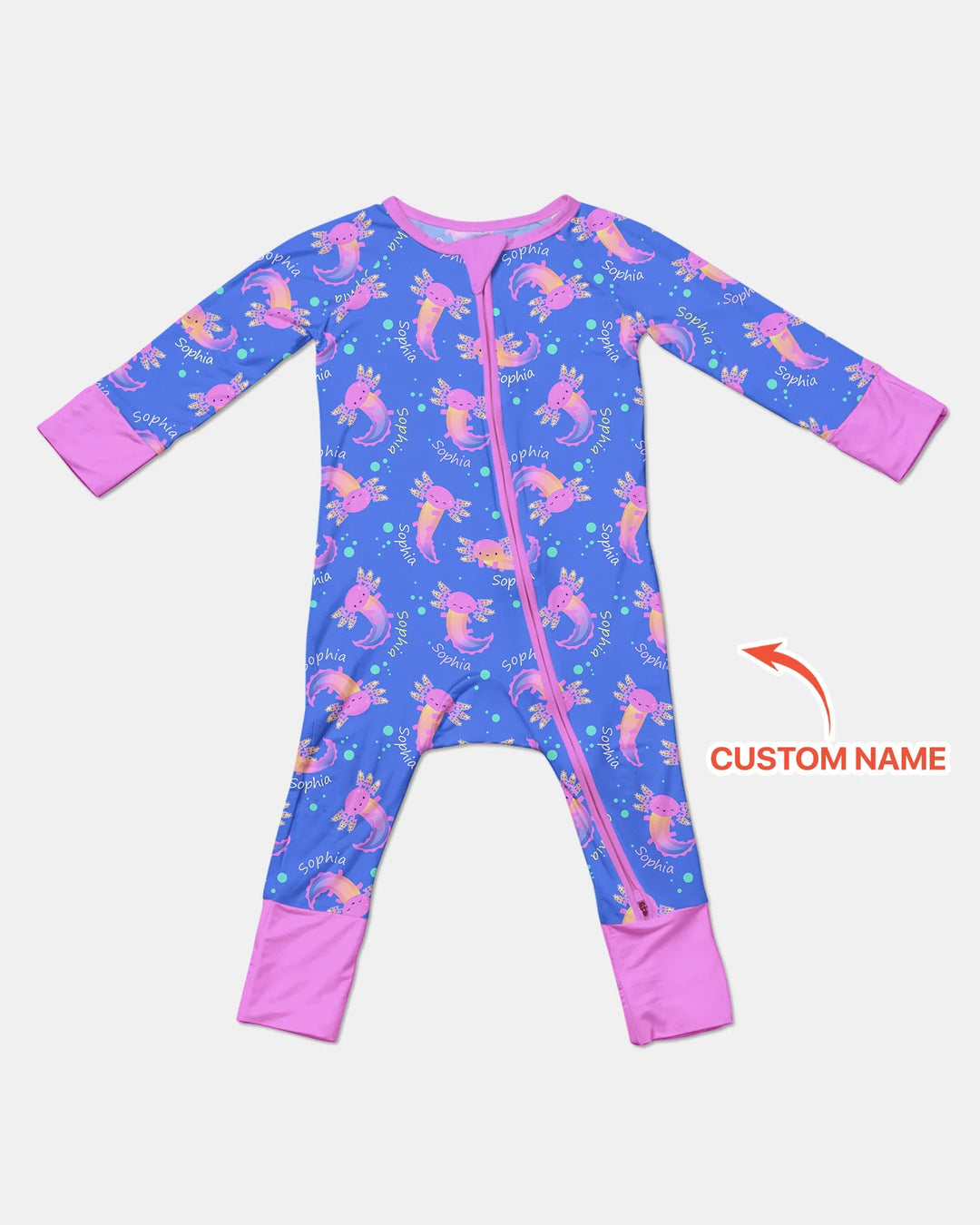 Axolotl Glow Custom Name Bamboo Convertible Zippy
