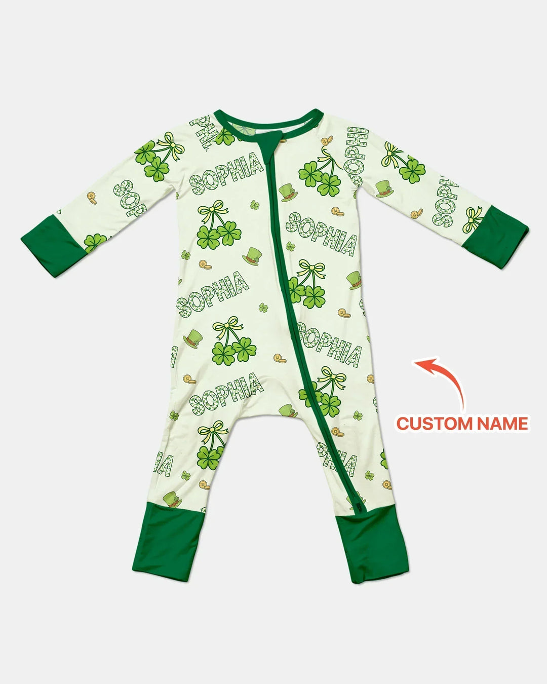 Custom Name Lucky Little Shamrock Bamboo Convertible Zippy