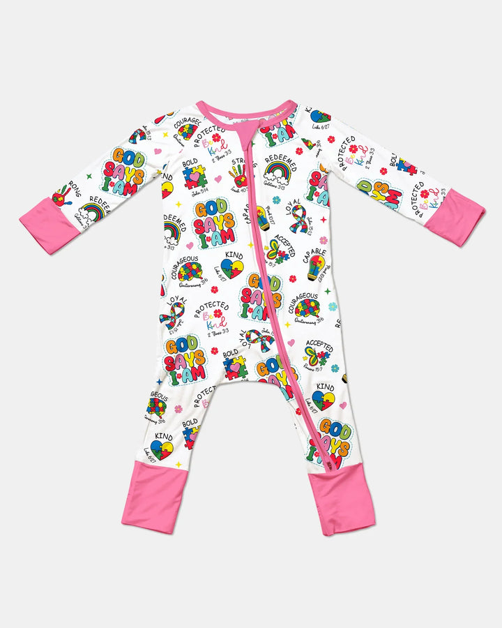 God Says I Am Autism Awareness Bamboo Convertible Zippy