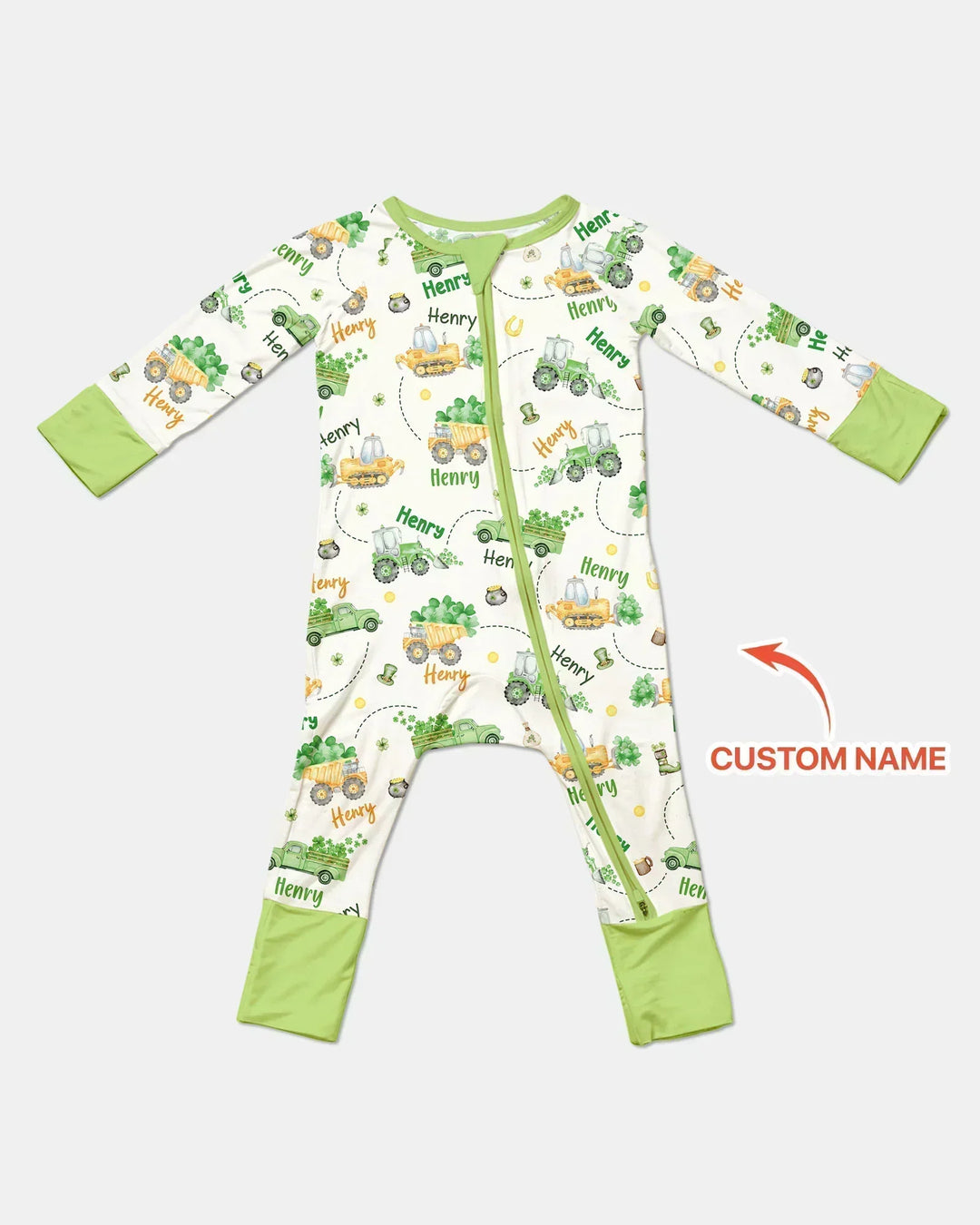 Construction St. Patrick's Day Custom Name Bamboo Convertible Zippy