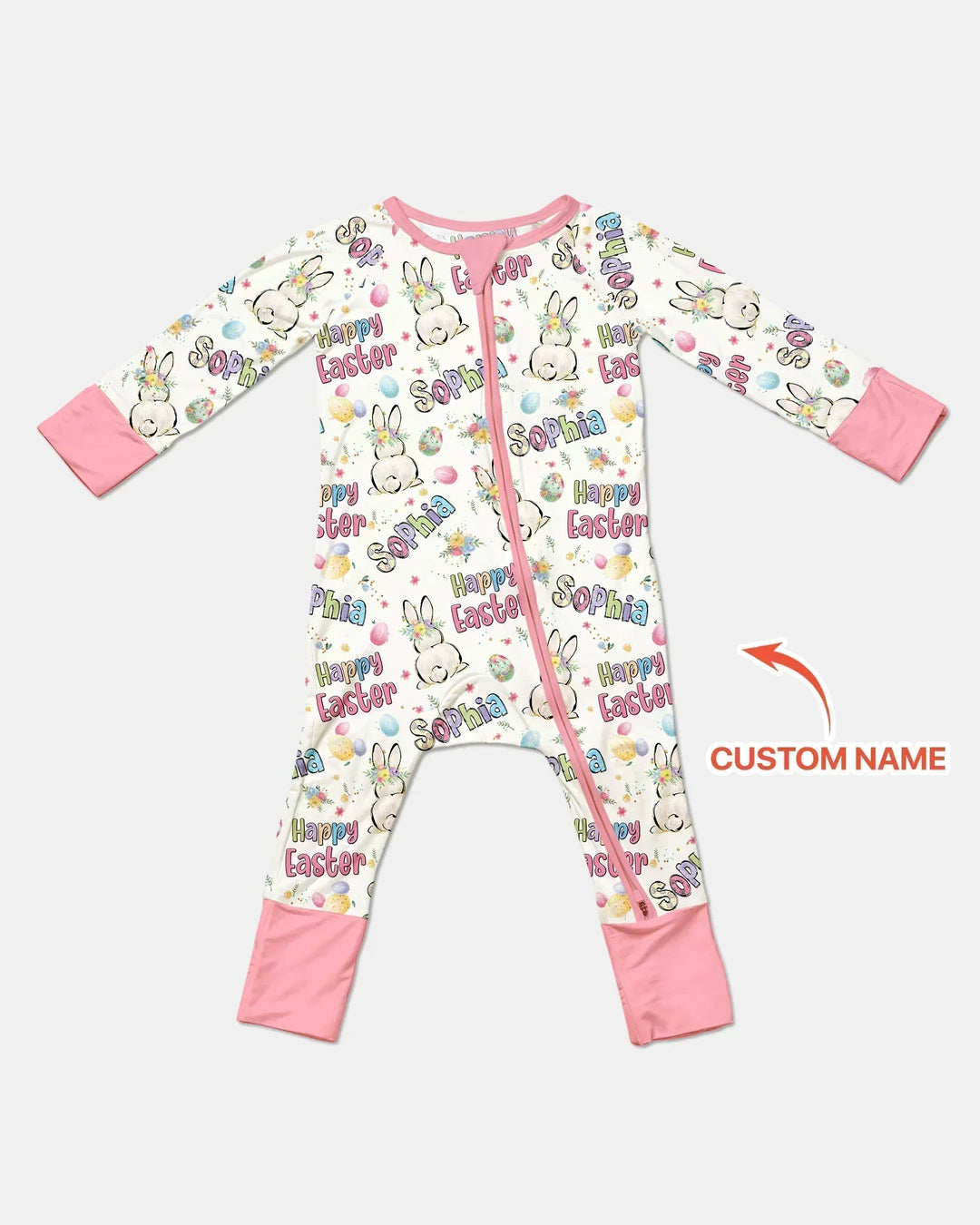 Personalized Happy Easter Bunny Bamboo Convertible Zippy