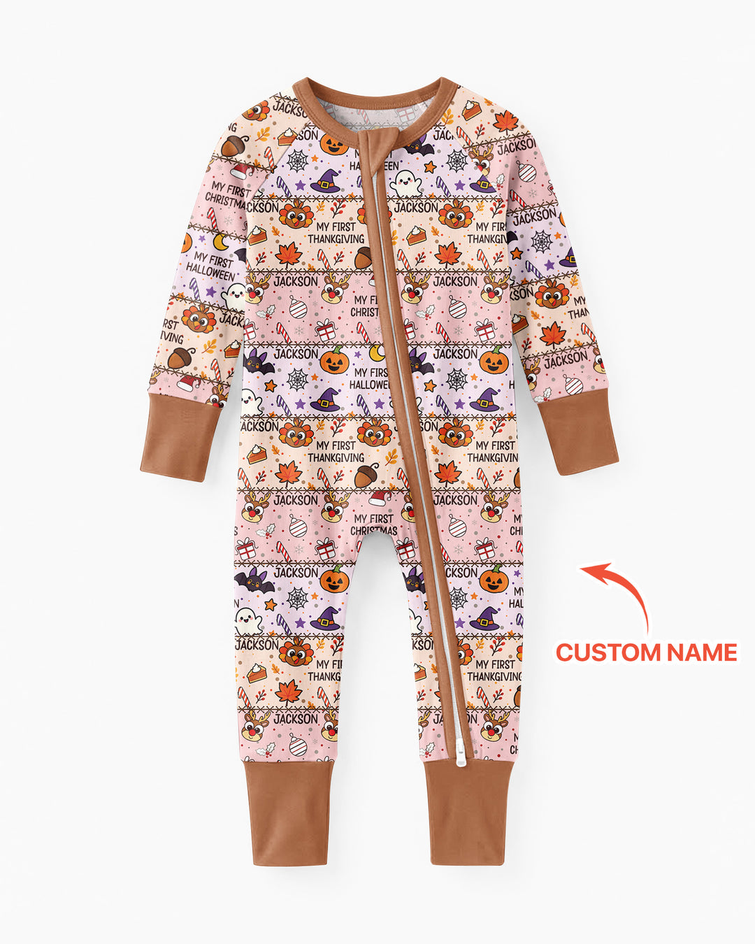 Custom Name My First Hallothanksmas Bamboo Convertible Zippy
