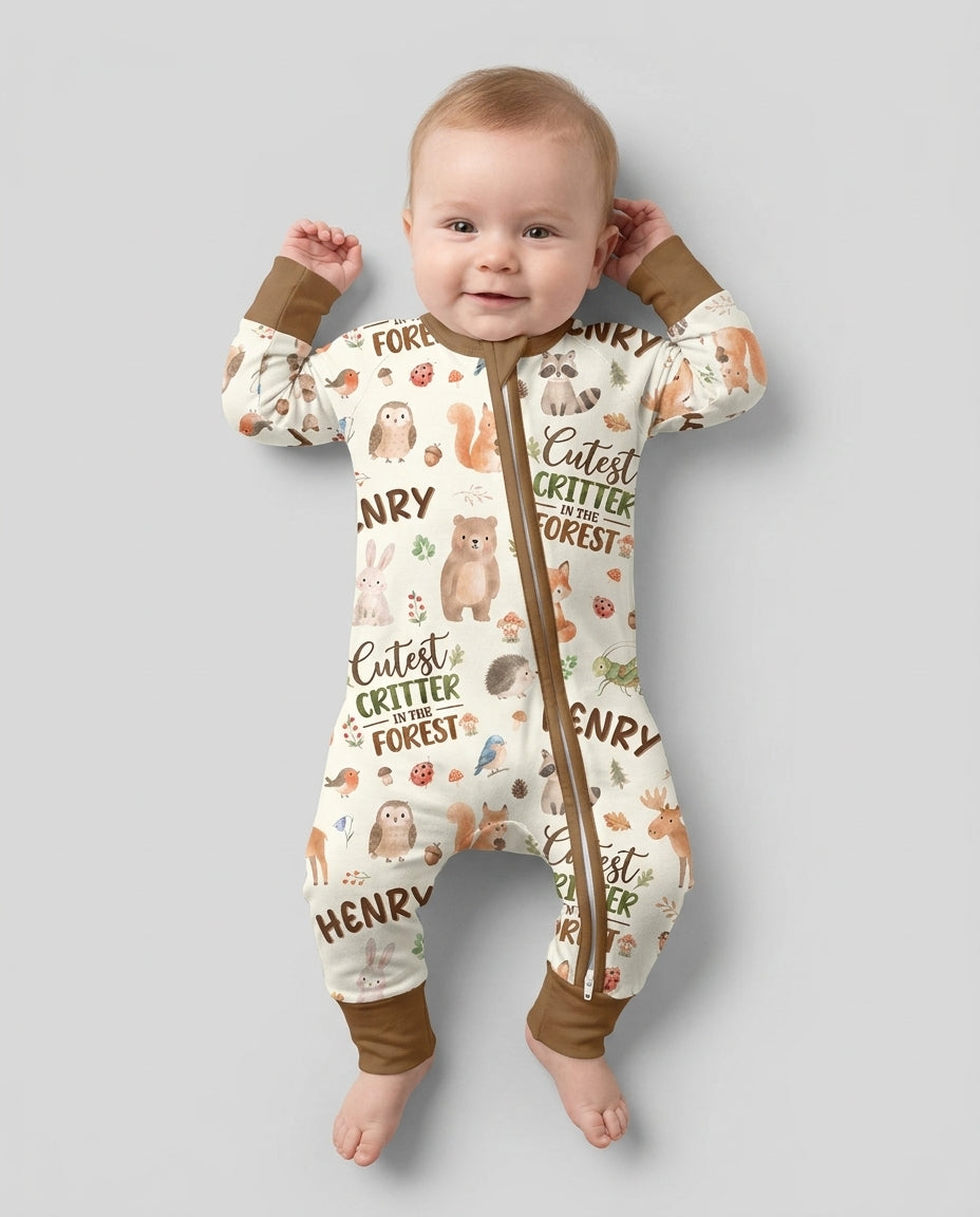 Custom Name Cutest Critter In The Forest Bamboo Convertible Zippy