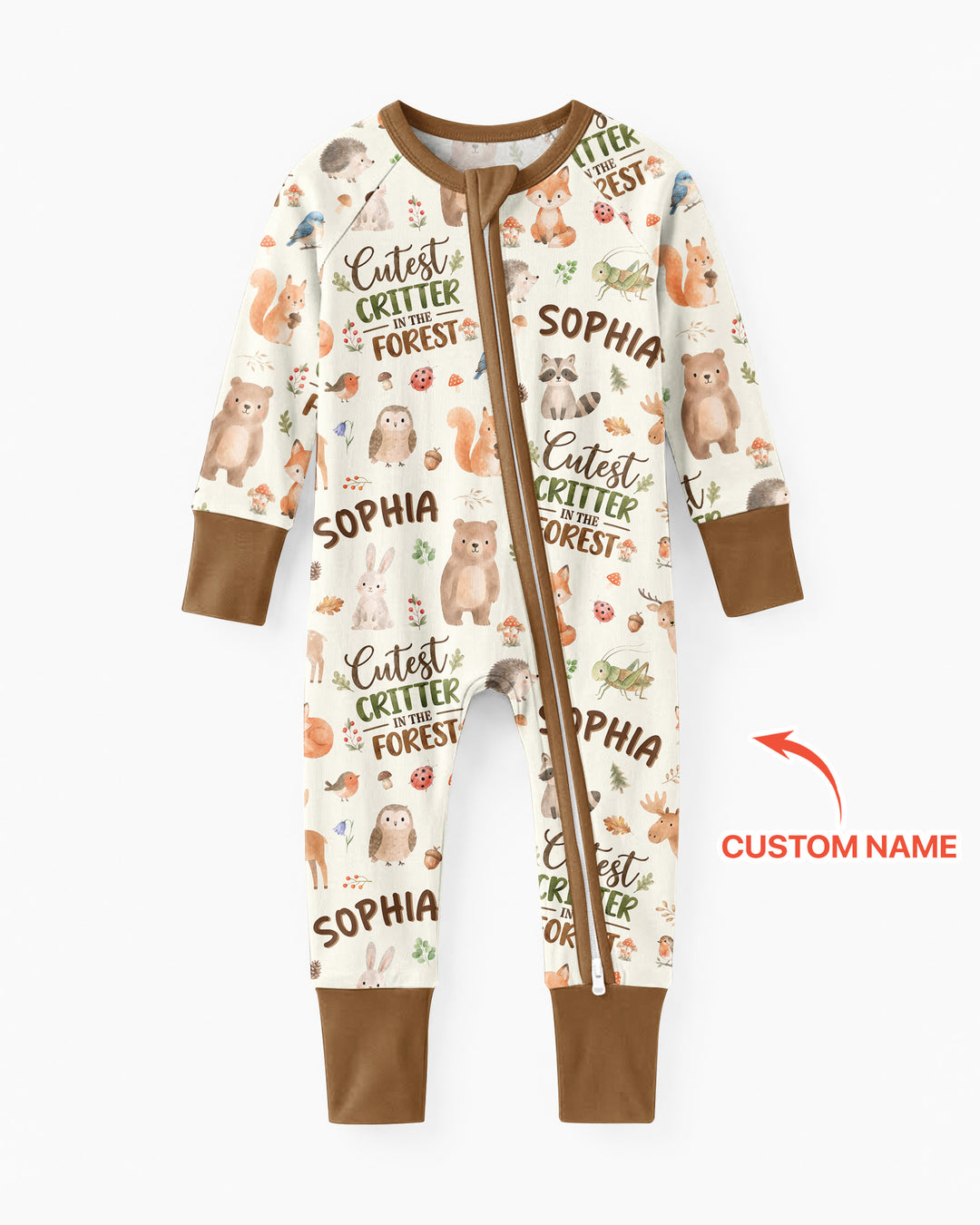 Custom Name Cutest Critter In The Forest Bamboo Convertible Zippy