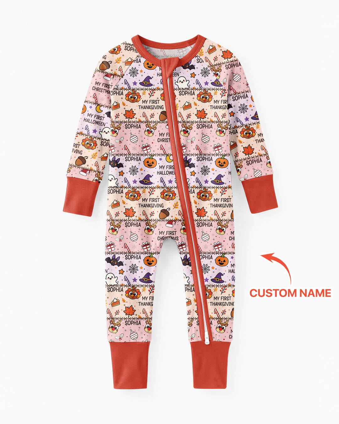 Custom Name My First Hallothanksmas Bamboo Convertible Zippy