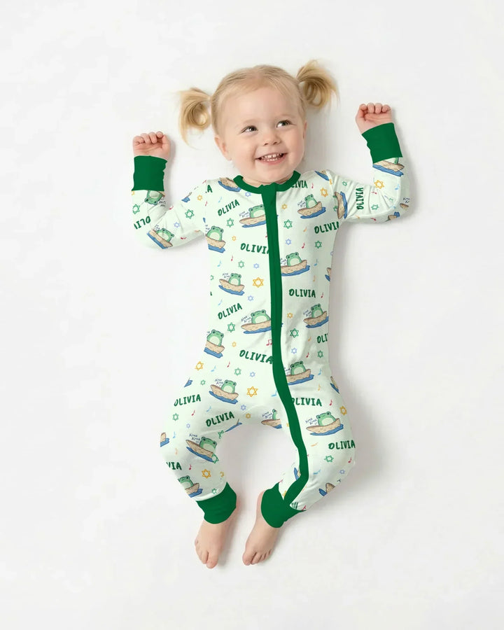 Frogs Here, Frogs There Passover Custom Name Bamboo Convertible Zippy