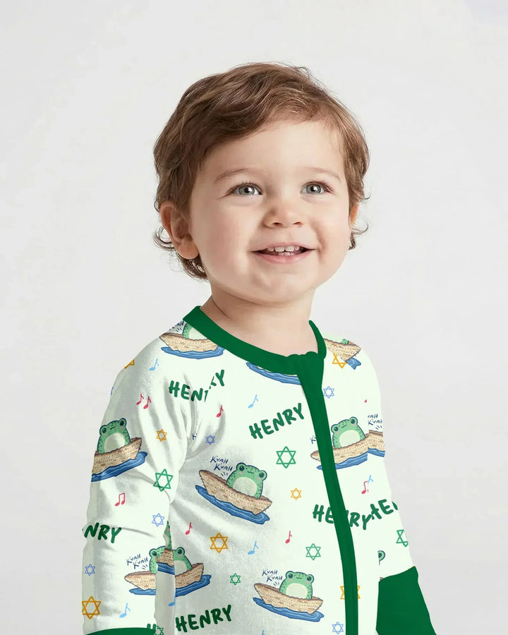 Frogs Here, Frogs There Passover Custom Name Bamboo Convertible Zippy