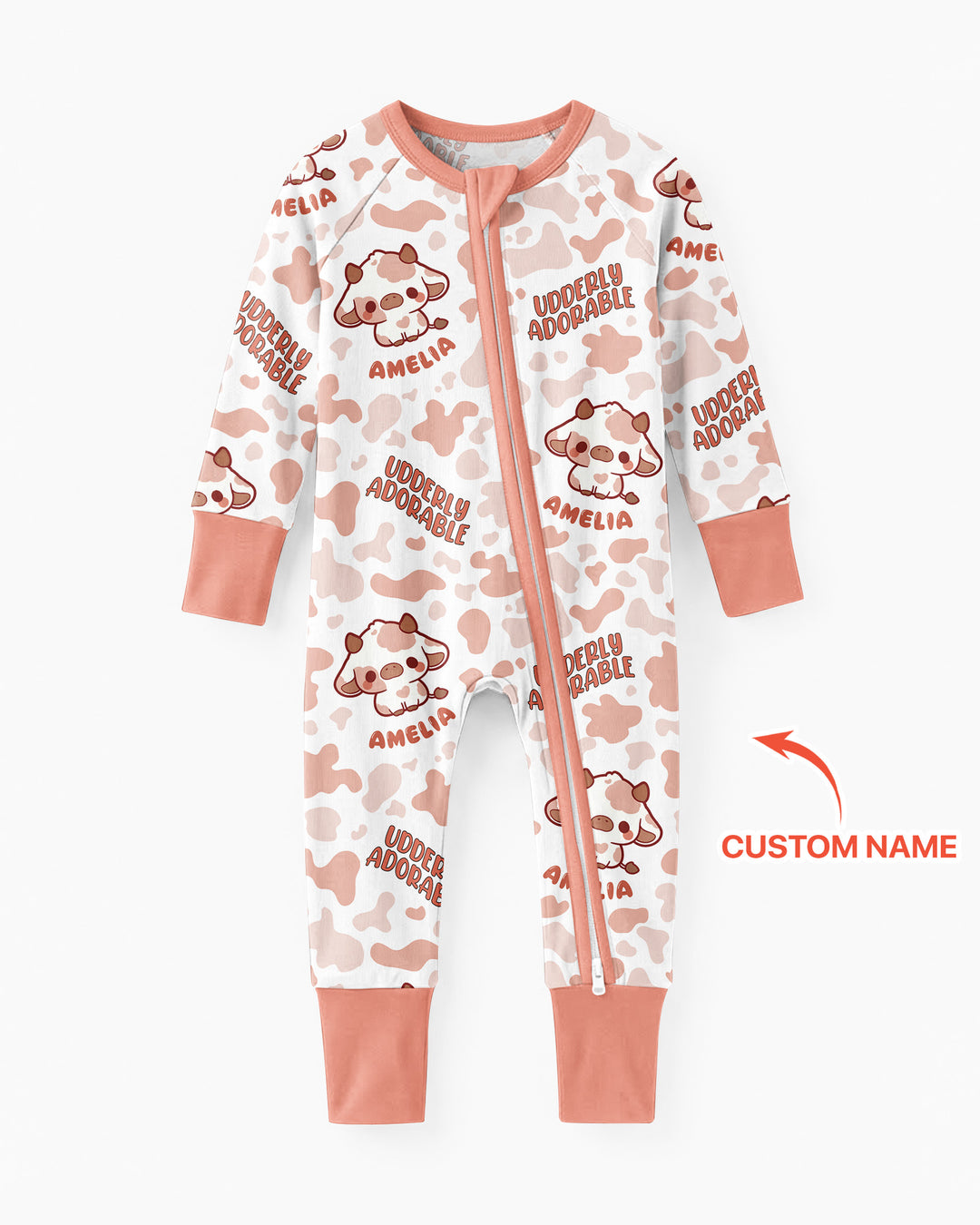 Udderly Adorable Custom Name Bamboo Convertible Zippy