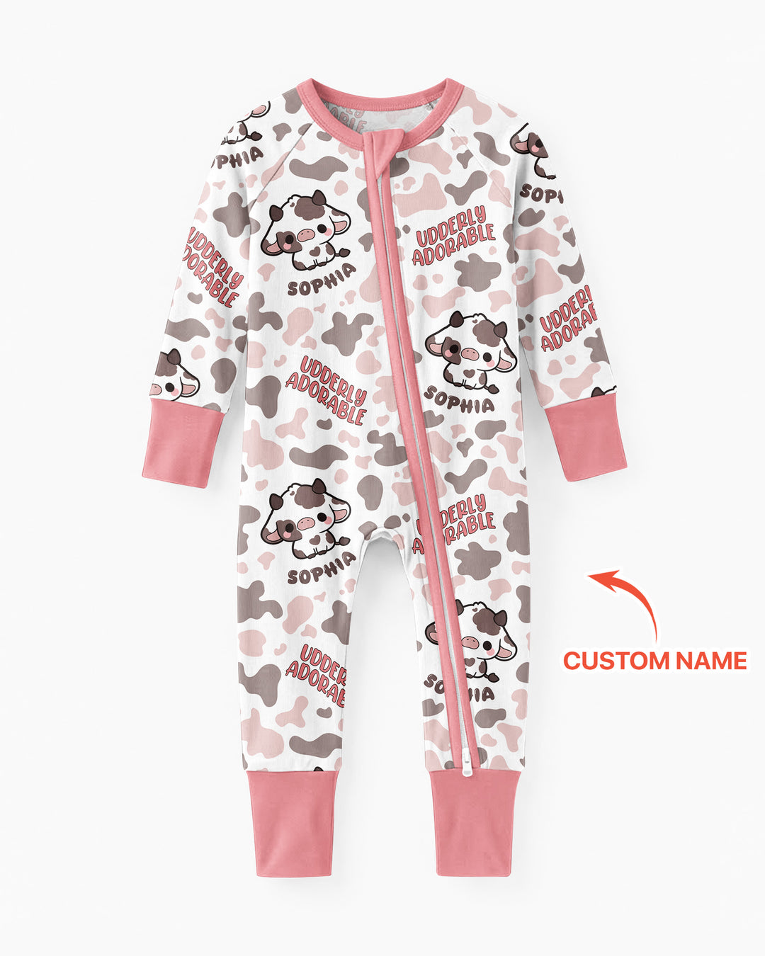 Udderly Adorable Custom Name Bamboo Convertible Zippy