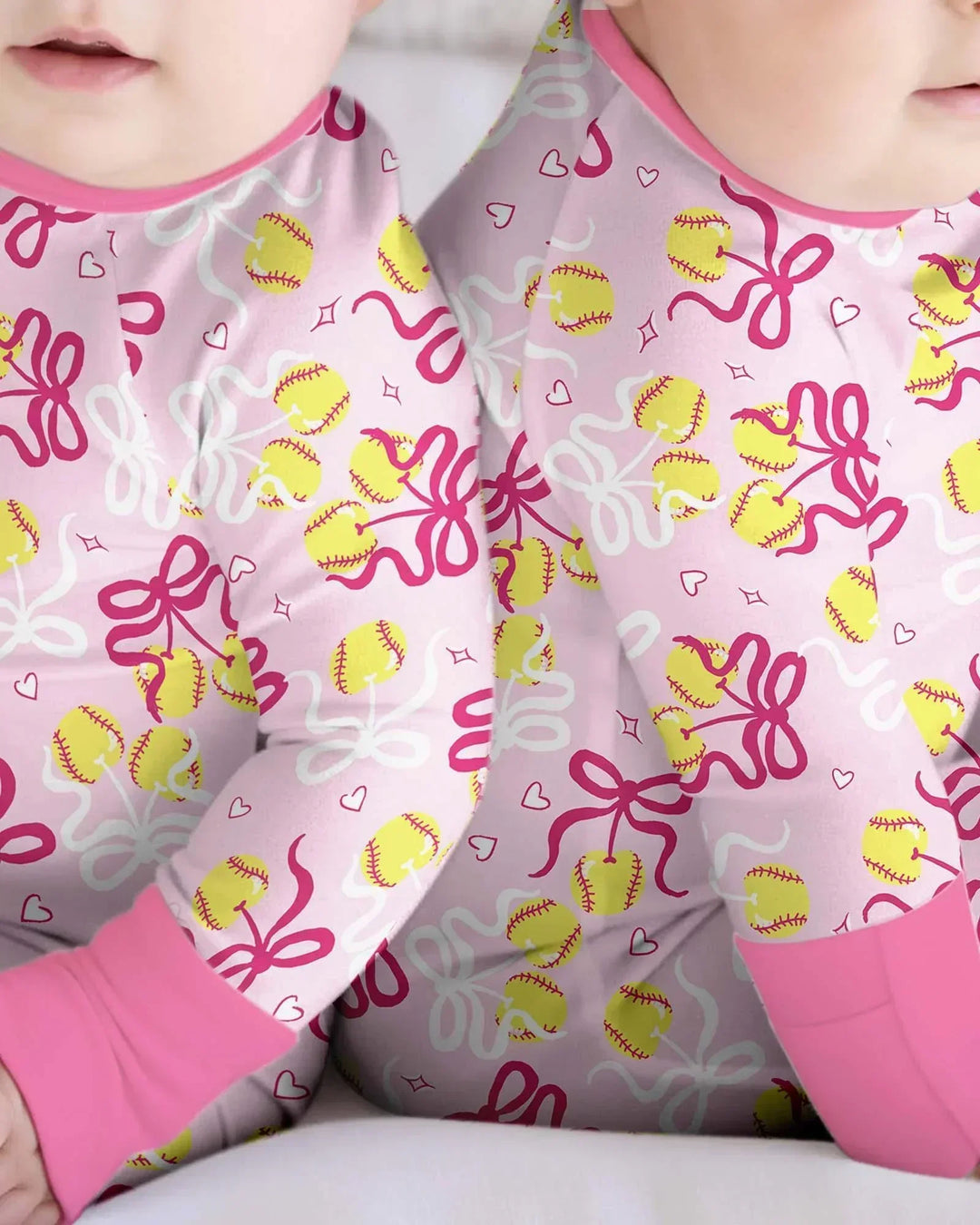 Softball Cherry Mom And Girl Matching Bamboo Convertible Zippy