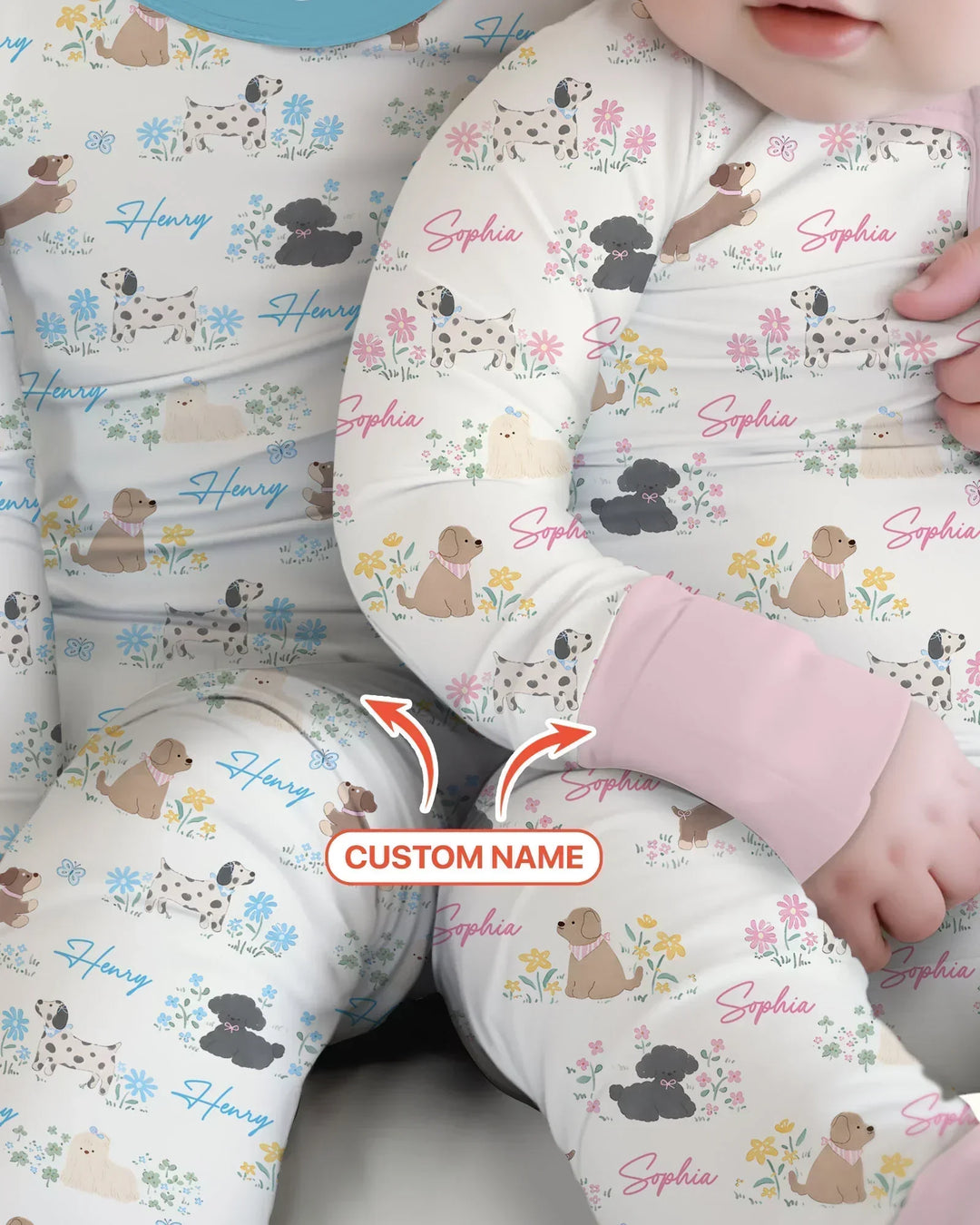 Custom Name Flower Dogs Bamboo Convertible Zippy