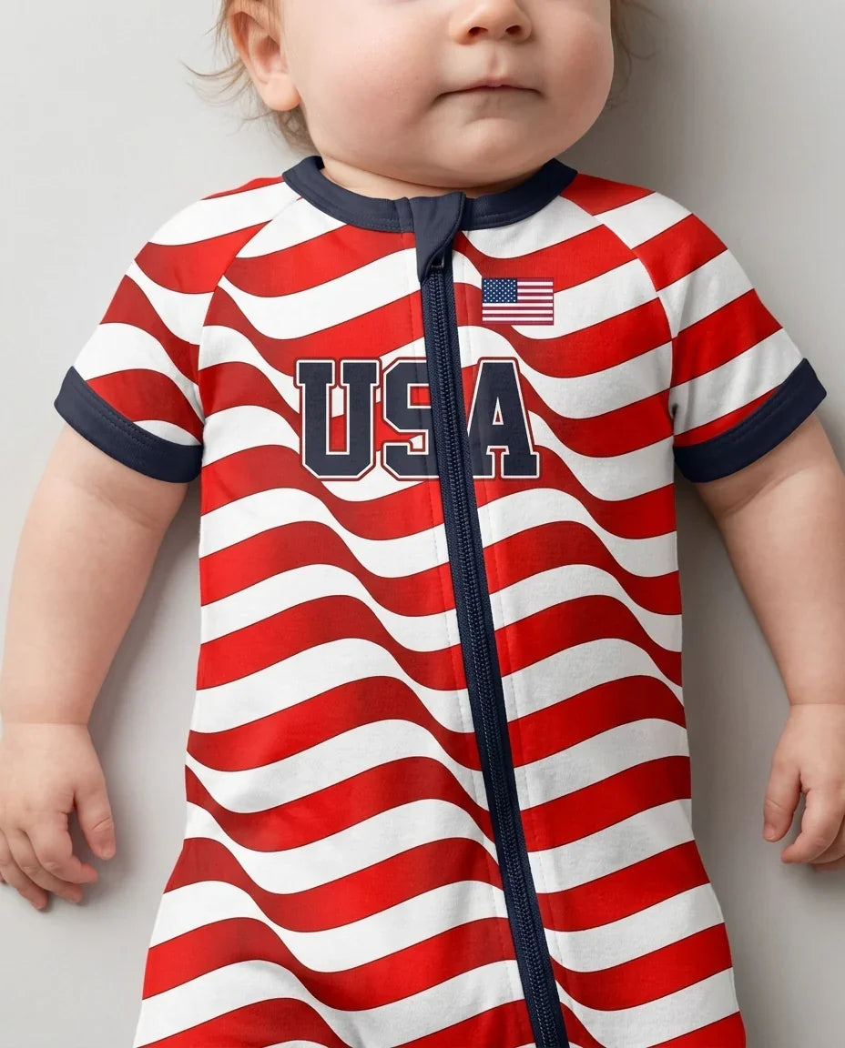Custom Name USA Spirit Bamboo Shorty Zippy