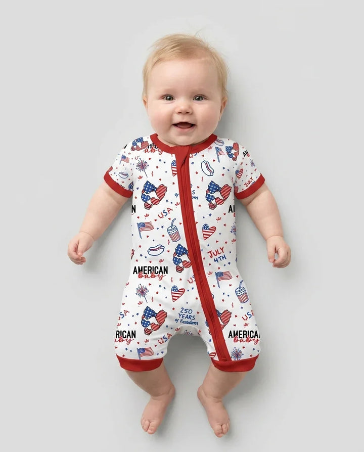 Doodle American Flag Glasses Family Matching Bamboo Shorty Zippy