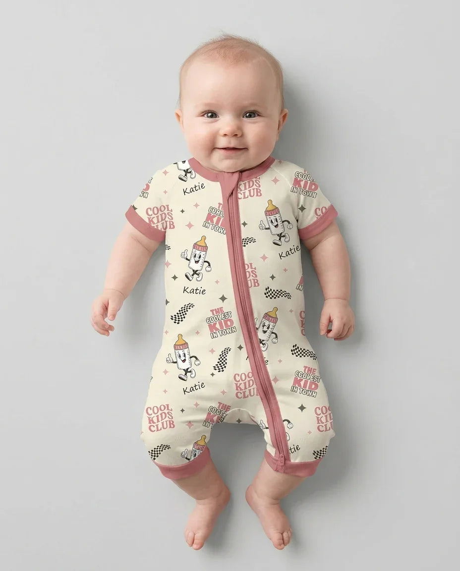 Custom Name Cool Club Daddy & Me Matching Bamboo Shorty Zippy