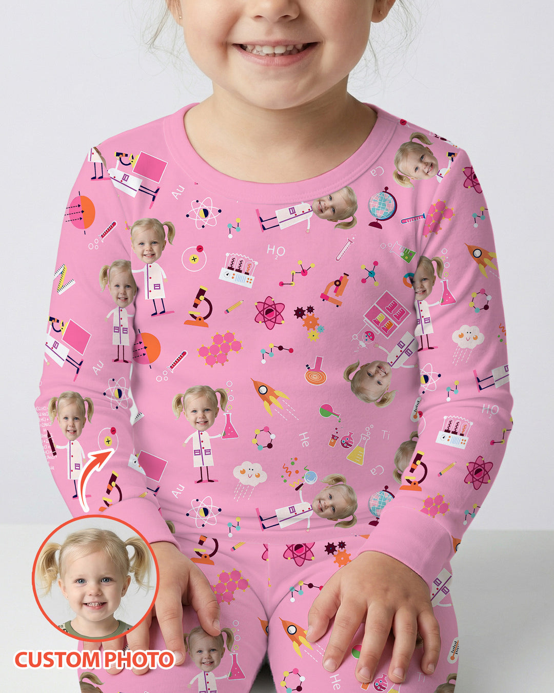 Custom Image Chemical Laboratory Bamboo Two Piece Long Sleeve Pajama Set