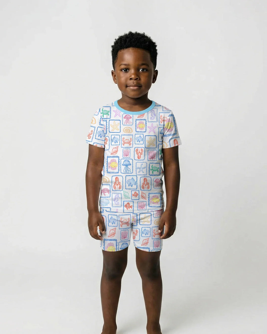 Coastal Treasures Family Matching Bamboo Two Piece Short Sleeve Shorts Pajama Set