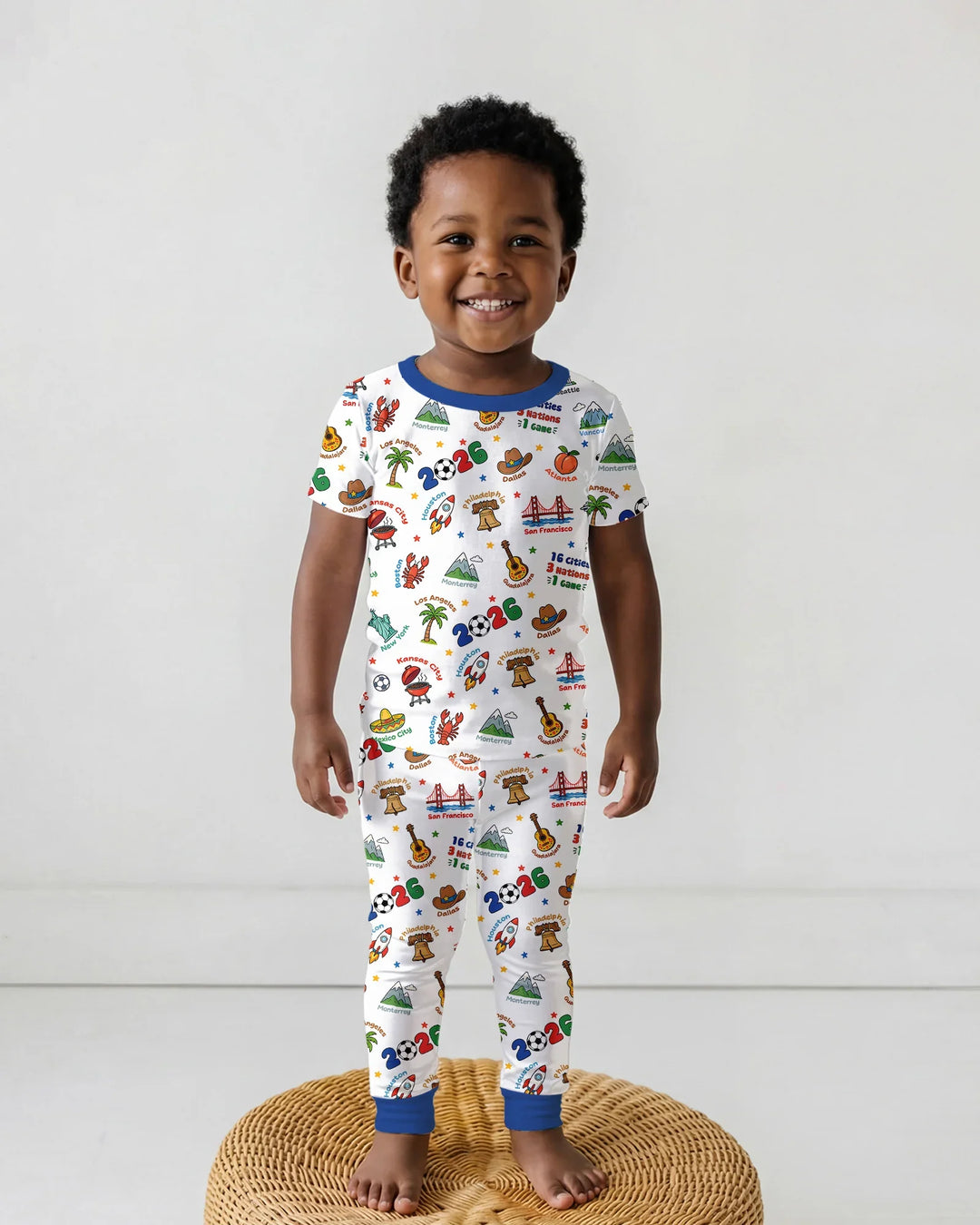 Soccer Cup Host Cities 2026 Bamboo Two Piece Short Sleeve Pajama Set