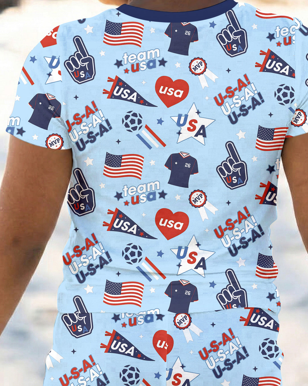 Soccer Party Team USA Bamboo Two Piece Short Sleeve Pajama Set